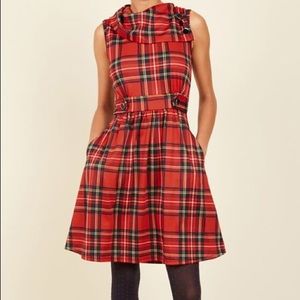 ModCloth 'coach tour' red plaid knit dress 2X NEW